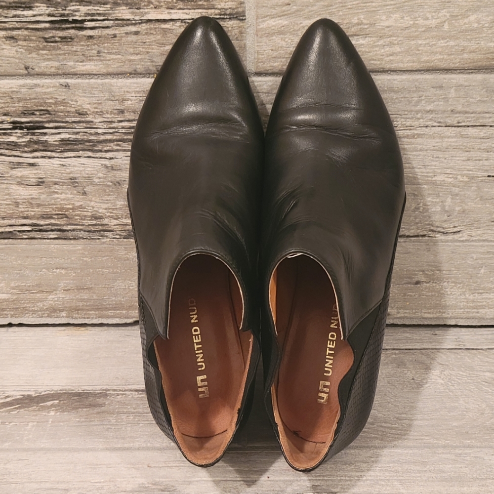 Unique Asymmetric United Nude Leather Heel Ankle Boots - Picture 4 of 14